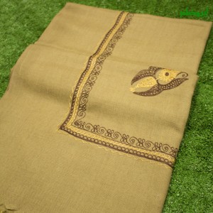 Khaki Yemeni (Pashmina) Aari Work Rumal / Ghutra / Shemagh Embroidered